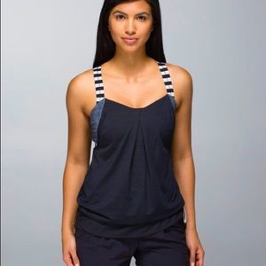 Lululemon Rest Less Tank Black /Burlap Texture Black Dune Size 6